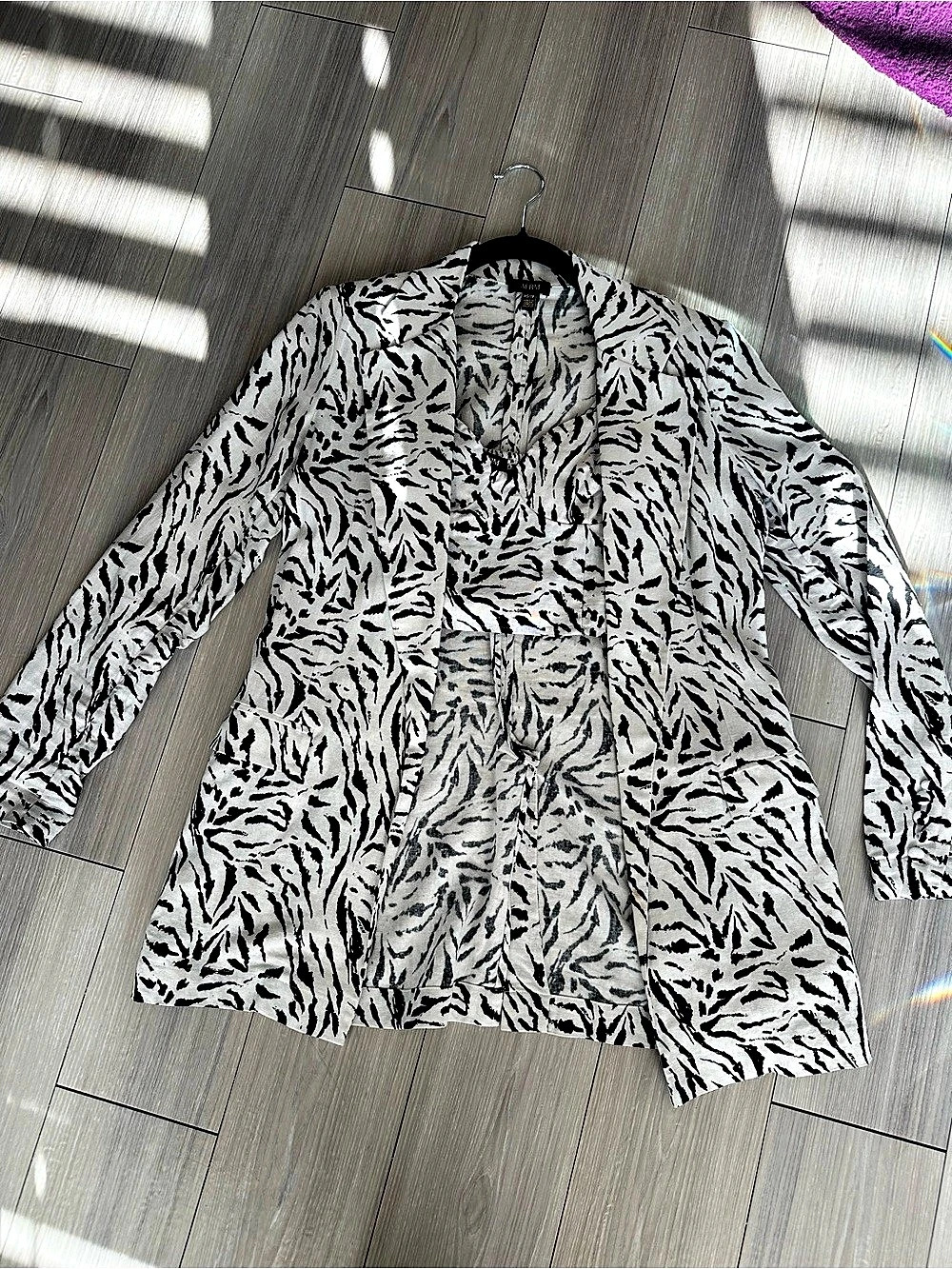 AFRM Animal Print Blazer White & Black Size XS